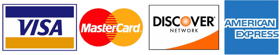Visa, Mastercard, Discover, American Express
